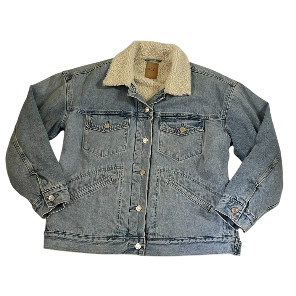 Gap oversized Sherpa lined Trucker jeans Jacket - Picture 3 of 12